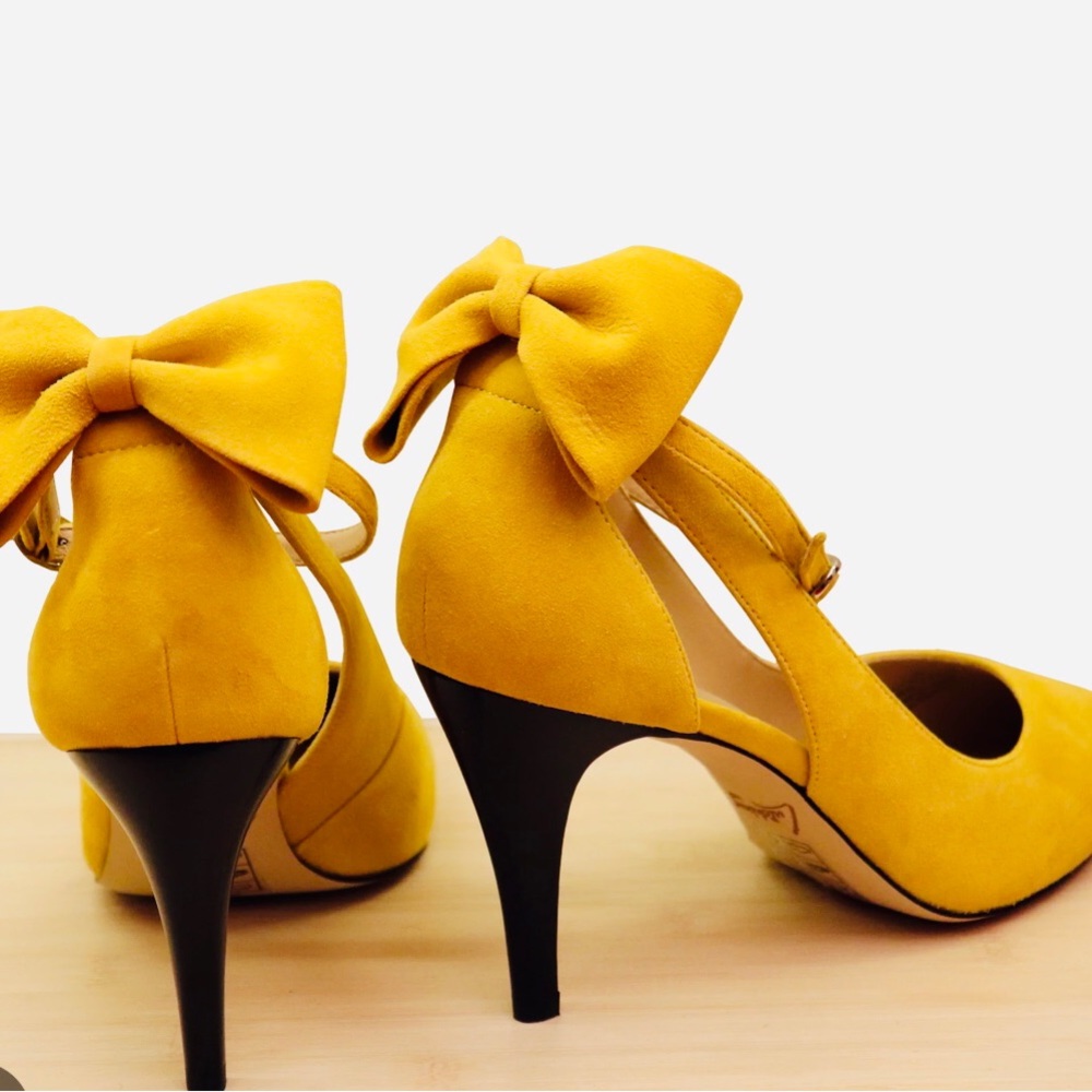 Elegant, Classy, Vibrant Yellow Soft Stiletto Women Heels..